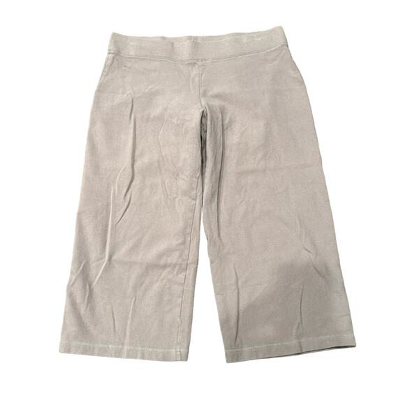 Eileen Fisher Women's Jersey Wide Leg Capris Grayish Tan Size L - Picture 1 of 7